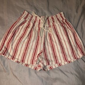 Red and white stripped shorts